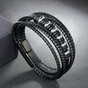 Popular stainless steel leather bracelet, men's multi-layer woven leather bracelet
