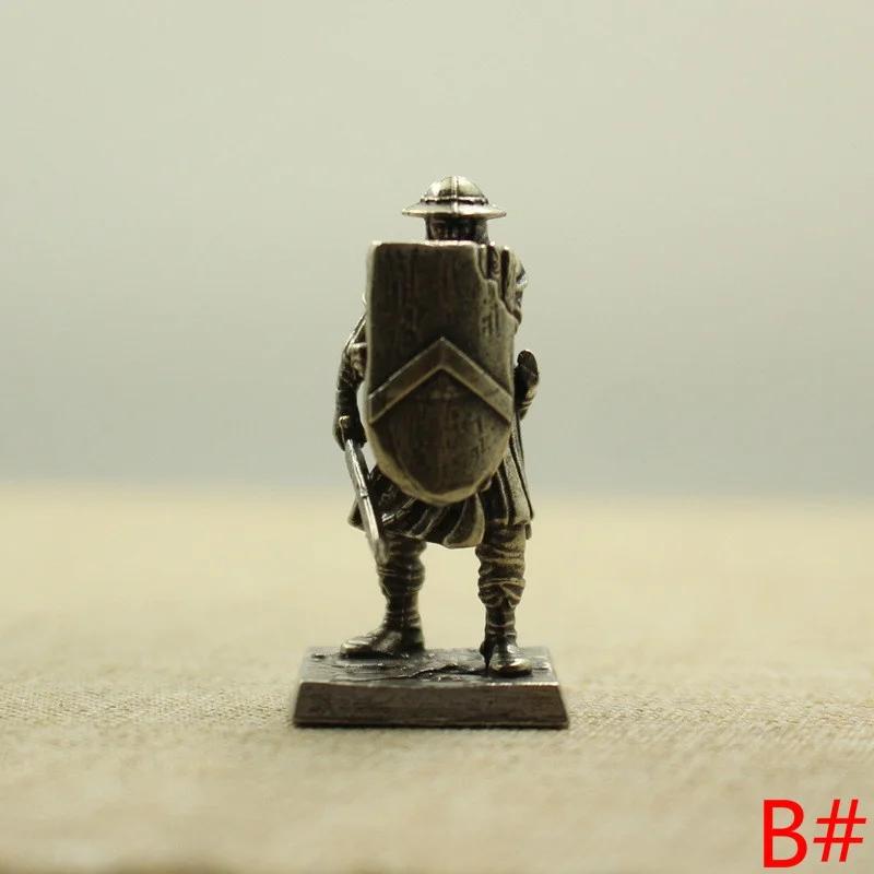 Mediaeval Knight Soldier Miniature Figurine Pure Copper Desktop Decoration Craft Gift for Collectors