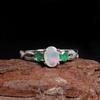 Noble Elegance October and May Birthstone Natural Opal with Green Emerald Ring 925 Silver Gemstone Jewelry for Women