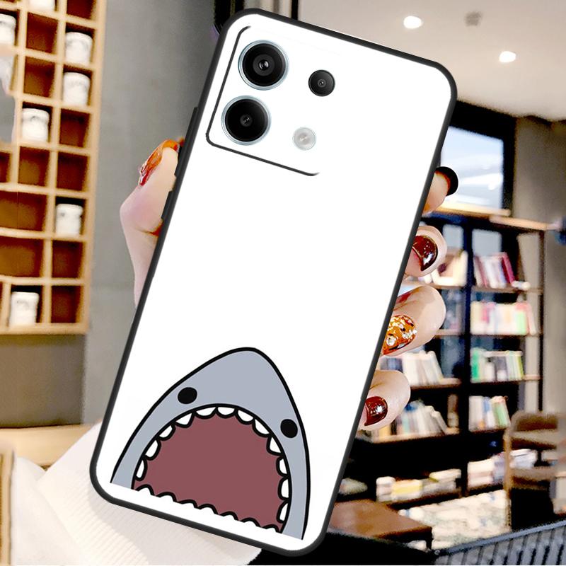 Cartoon Sharks For Xiaomi Redmi Note 14 Pro 13 12 11 9 10 15 Pro Plus Case For Redmi 15 15C 14C 10C 12C 13C