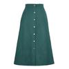 Corduroy High Waist Midi Skirt With Button Closure For Office And Fall Season