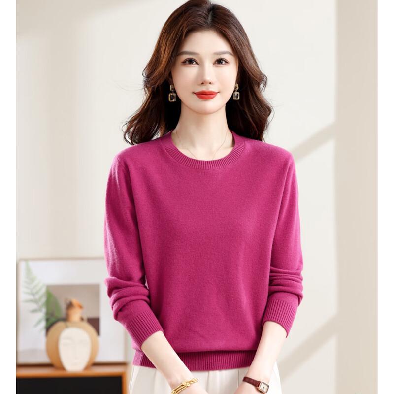 SNOWFLYING Women's 2025 Pure Wool Round Neck Pullover Sweater