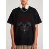 T-shirt con Testa di Lupo Liberata Bianca Tre Lupi Neri con Catene e Occhi Rossi Design Grafico per Abbigliamento Casual e Street Style