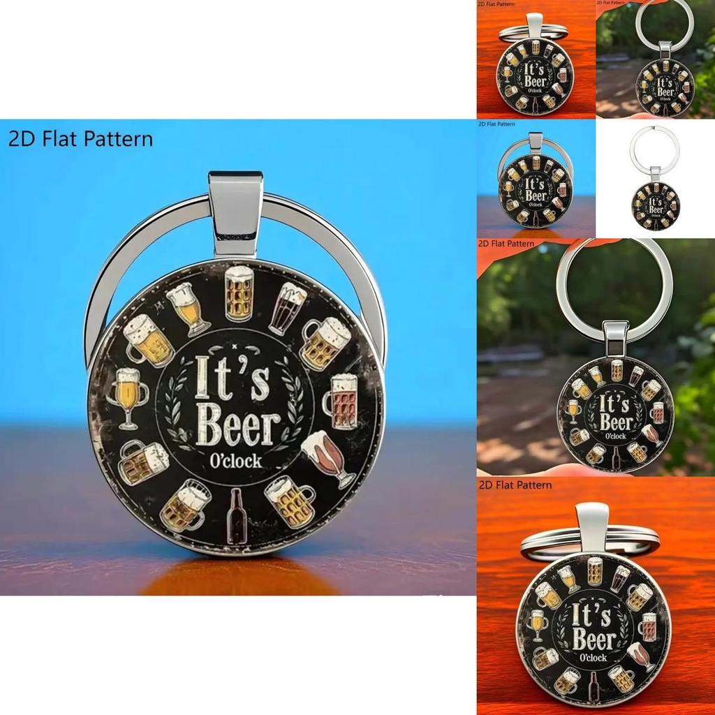 Beer Time Keychain Zinc Alloy Pendant Gift For Beer Lovers And Party Enthusiasts
