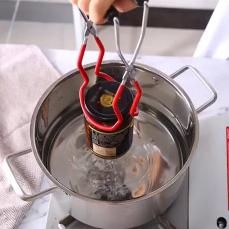 Borcan pentru conserve Tong din oțel inoxidabil Lifter anti-opărire Clip pentru biberon antiderapant pentru borcan acasă