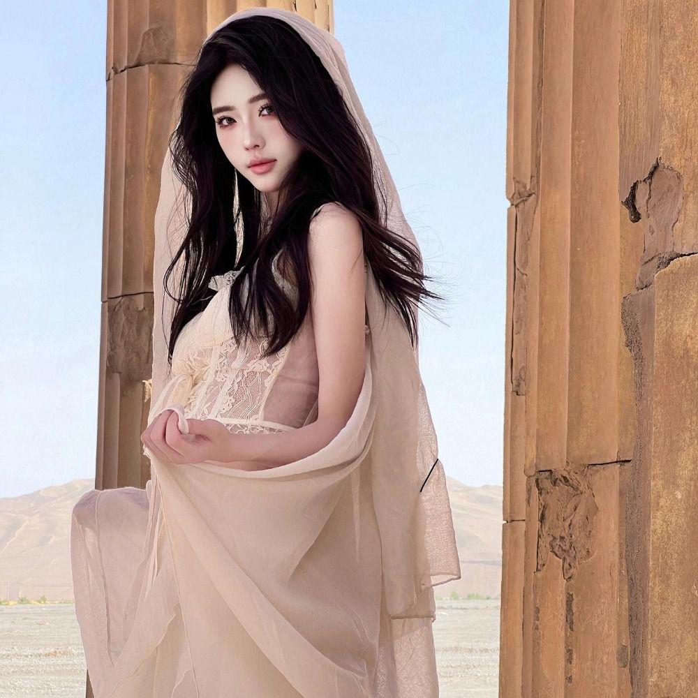 Bohemian Mesh Neck Scarves Korean Style Sunscreen Hijab Wraps Fashion Silk Scarf Shawls Head Scarf