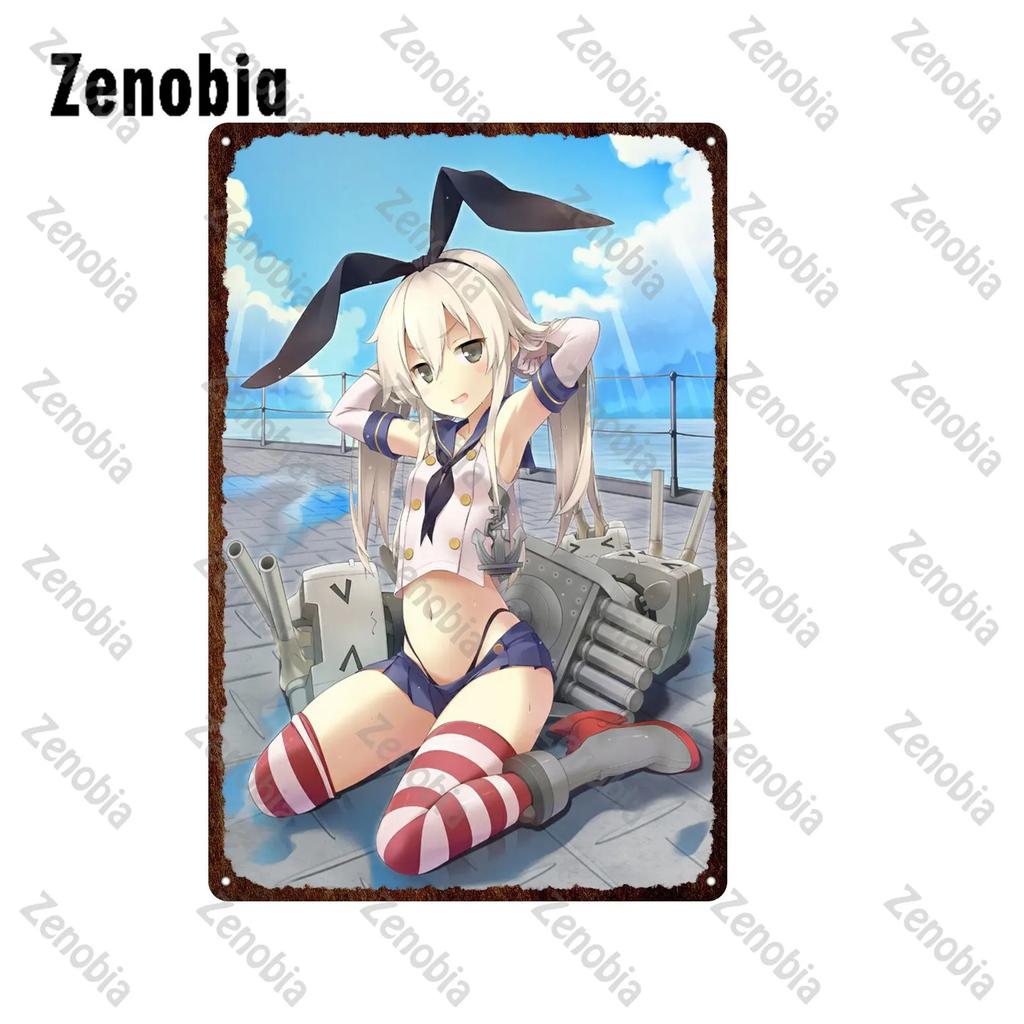 Vintage Anime Metal Sign Professional Attire Pajamas Girls Tin Poster for Bar Pub Home Wall Decor Unique Plaque Decoration