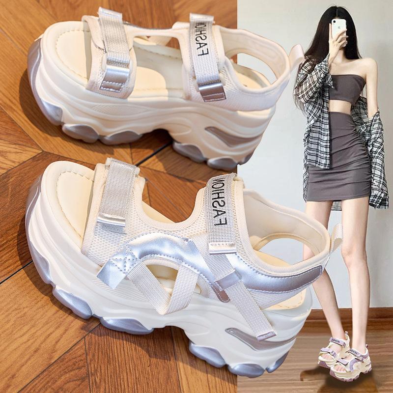 College Style Sports Sandals Women's 2025 Summer New Thick-soled Muffin Casual Height-increasing Roman Sandals