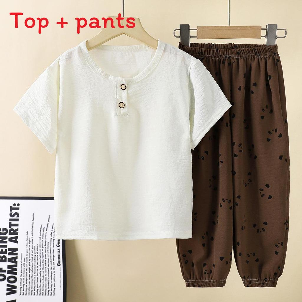Baby Boy Summer Outfit Set With Ice Silk Fabric For Toddler Kids Casual Wear