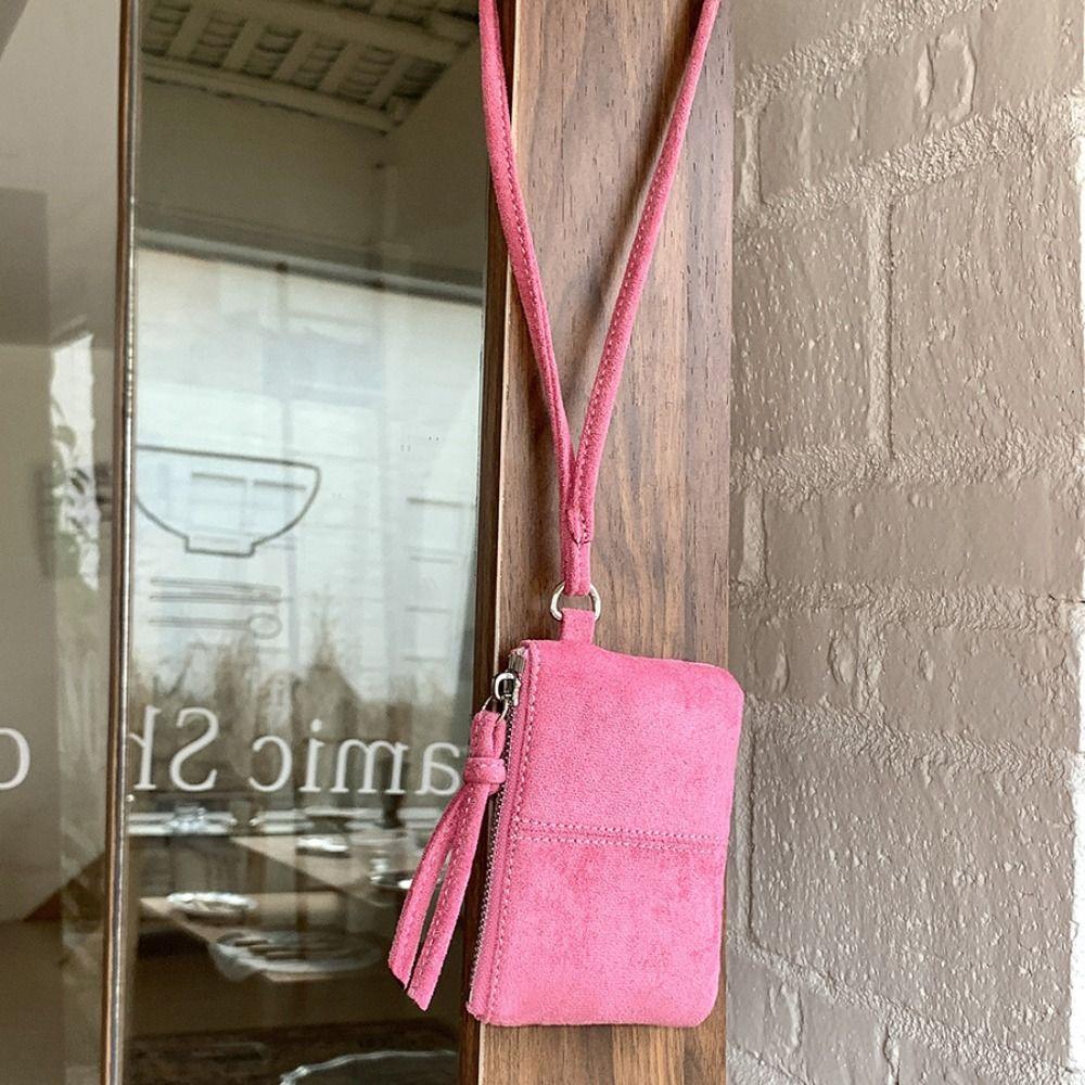 New Leopard Print Suede Coin Purse Small Wallet Lipstick Key Bag Women Shoulder Bag Mini Storage Bag Portable Travel Neck Bag