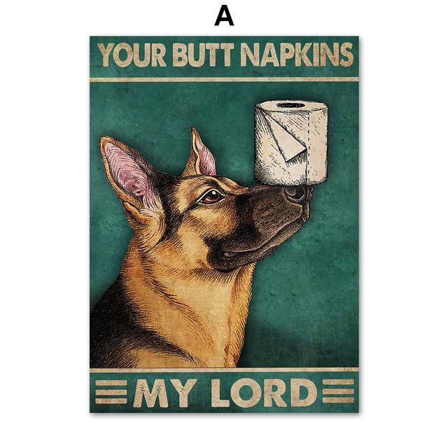 Your Butt Napkins My Lord Dear Toilet Paper Poster Print Animal Frog Kangaroo Black Cat Wall Art Canvas Painting Bathroom Decor No Frame