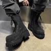 Fashion Hight Quality British Street Style Leather Ankle Boots For Men's Classic Teenagers Daily Dress Height Increasing Shoes