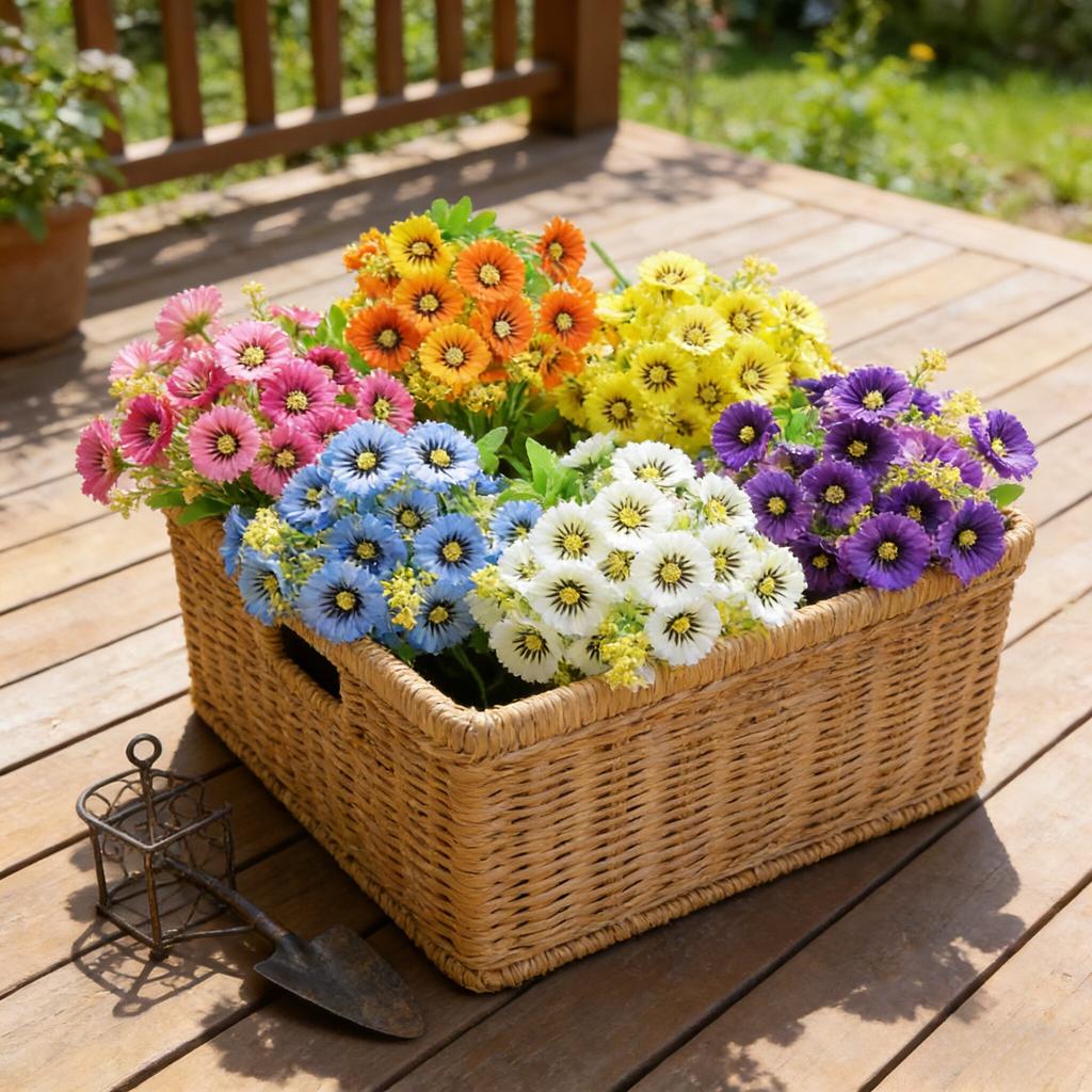 6pcs Outdoor Floral Arrangement, Daisy Simulation Flowers for Decoration, Plastic Flowers, Indoor and Outdoor Decorative Flowers