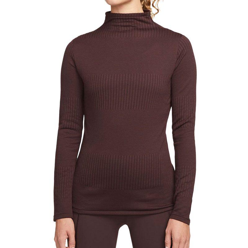 

Nike Fashionable Stand Collar Comfortable Long Sleeve T-Shirt Women tops Dark-Brown DD5775-203 XS