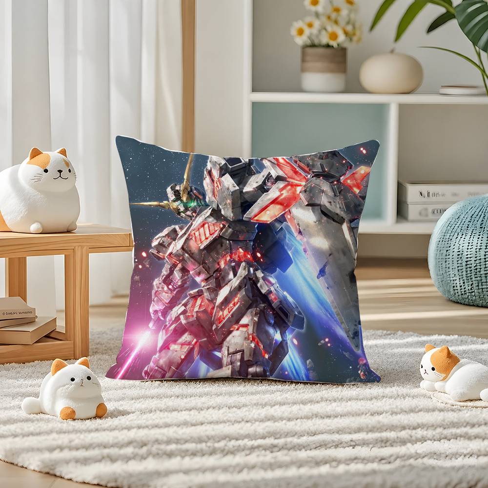 Mobile Suit Gundam Strike Gundam Anime Plush Pillow Cover Soft Short Plush Cushion Cover For Sofa Bedroom Home Decor Gift