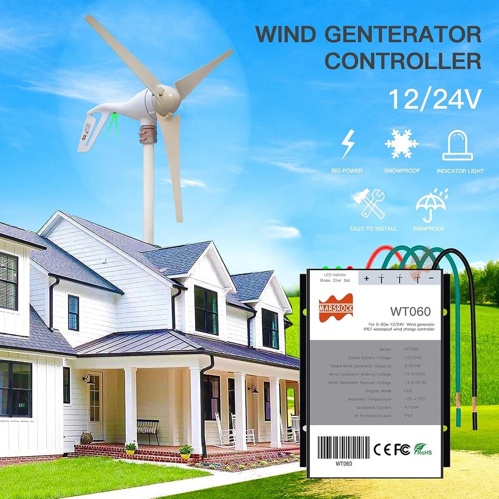 400Watt 500Watt 600Watt Wind Turbine Generator Controller IP67 Waterproof 12V/24V Automatic Controller AC to DC