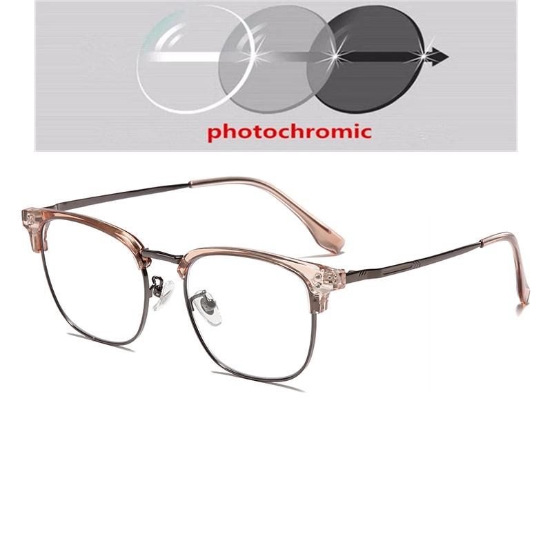 Anti Blue Rays/Photochromic Square Myopia Glasses Outdoor Shade Anti-Uv Short-Sight Prescription Eyewear 0 -0.5 -0.75 To -6.0