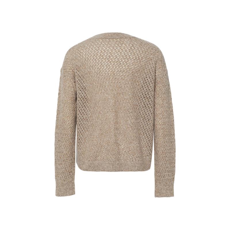 Eifini Women's Openwork Round Neck Pullover Knit Sweater