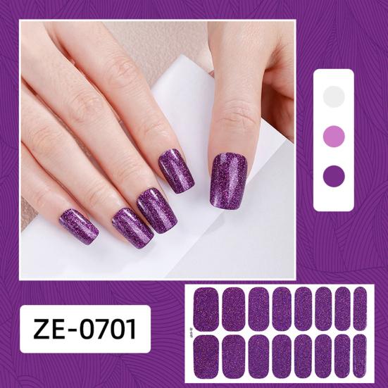 Glitter Nail Polish Strips with File Easy Apply Remove Self Adhesive Women Full Nail Sticker Home Manicure DIY Nail Art Decoration Wrap