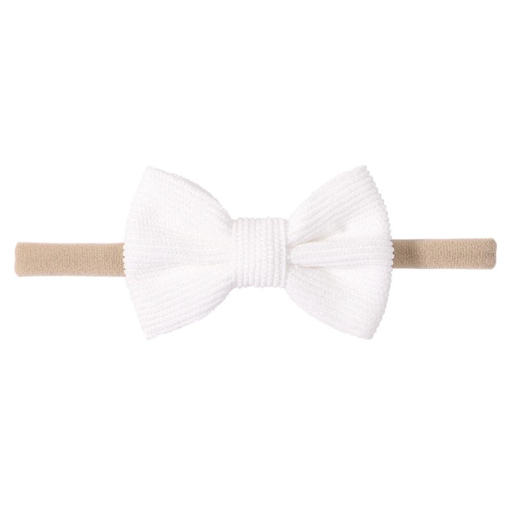 Solid Color Kids Bows Headband for Baby Girl Cute Handmade Knitted Bowknot Children Hair Ties Headwear Hair Accessory