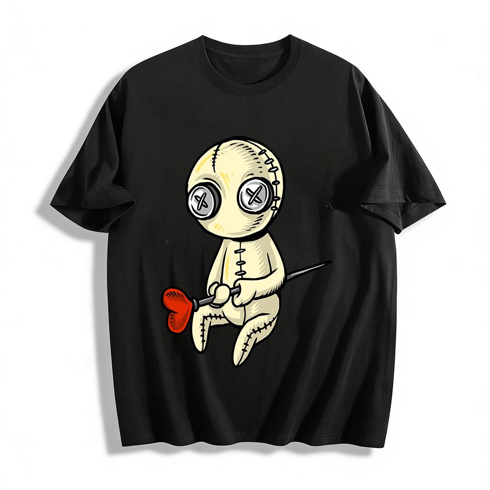 

Voodoo Doll Print Trendy Casual Top For Men And Women Pure cotton T-shirt XXS