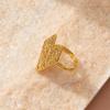 Golden Plated Hammered Arrow-Shaped Open Adjustable Ring for Women Abstract Statement Jewelry Gift