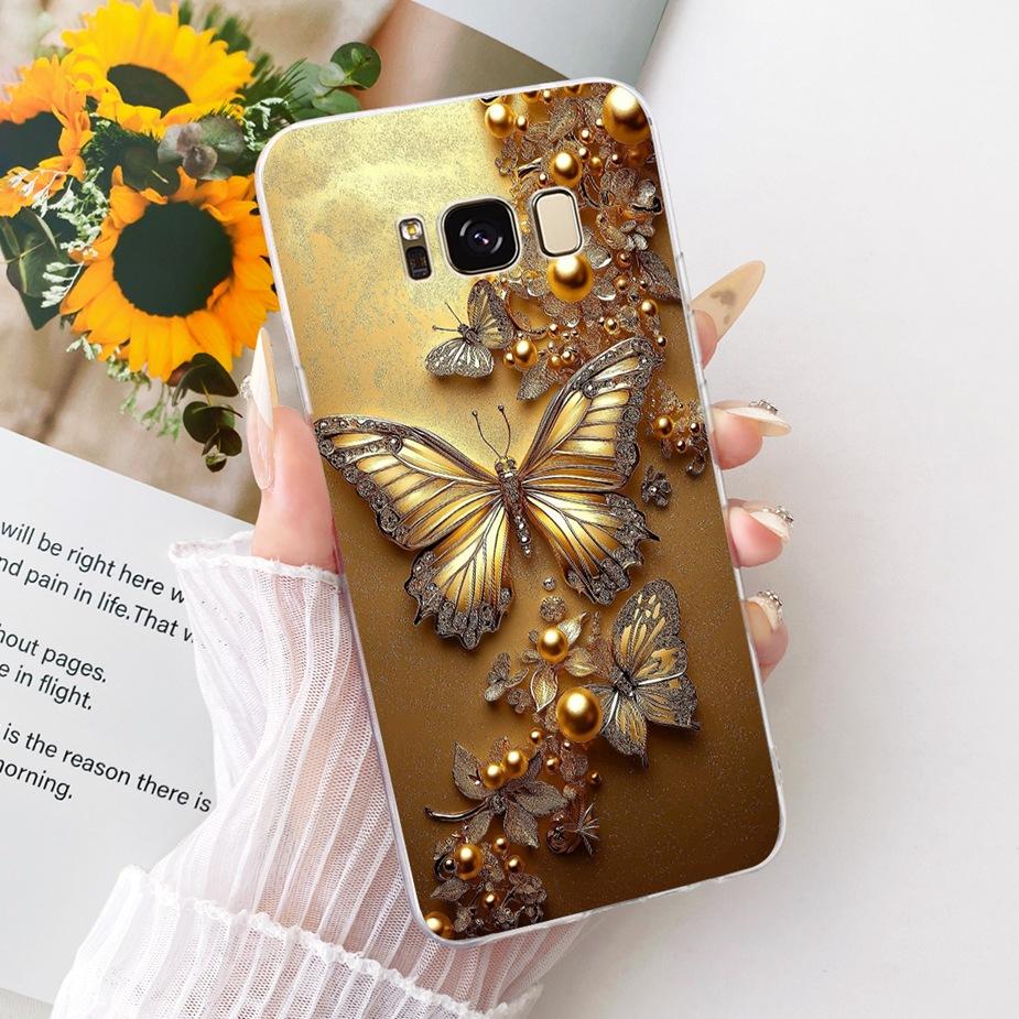 For Samsung Galaxy S8 Case SM-G950F Luxury Flowers Butterfly Painted Cover Soft Silicone Case For Samsung S8 Plus S8+ G955F Bags