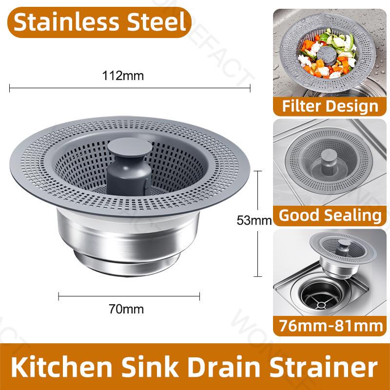 

Bathroom Stainless SteelSink Drainage Filter Pop-up Leak-proof Plug Embedded Filter Detachable Filter Basket Sink Food Catcher