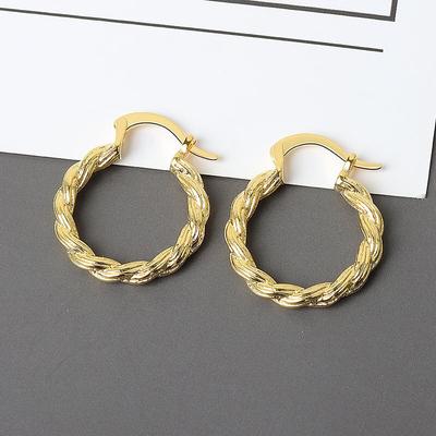 925 Sterling Silver Twisted Rope Hoop Earrings for Women French Gold Color Earrings Jewelry  New