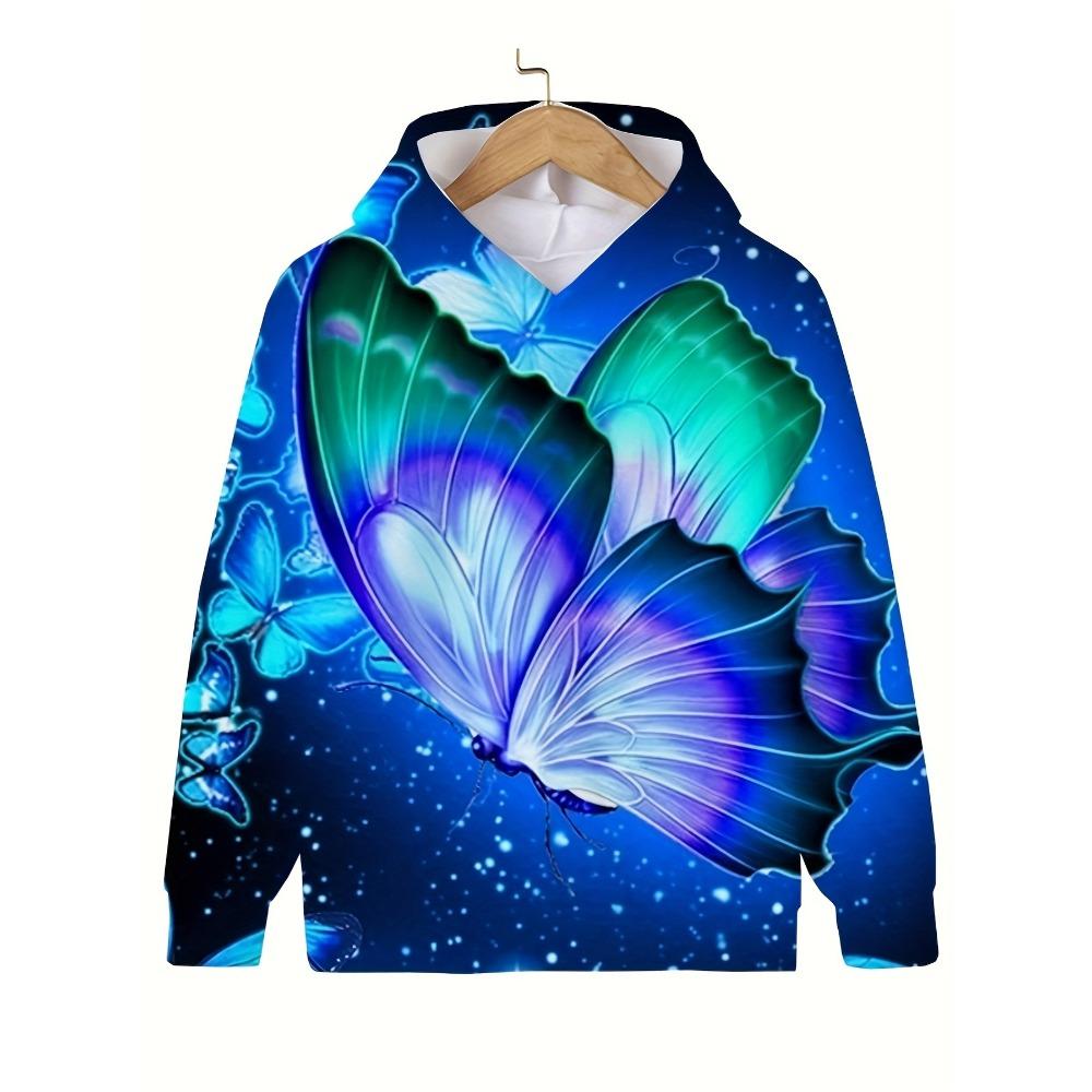 Children's Clothing Hoodies Children Top Long Sleeve Casual 3D Butterfly Print Girls Summer Autumn Clothes Girl Clothing Tops
