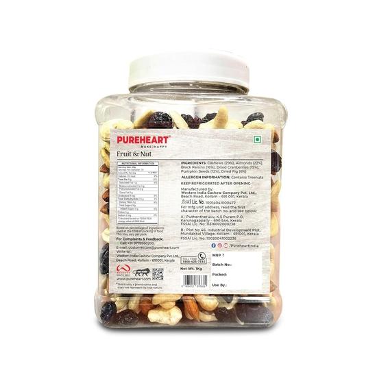 Pureheart Nutmix Fruit & Nuts (1 kg) Natural Premium Mix Nuts (Cashews, Almonds, Raisins, Cranberries) & Crunchy Dry Fruits Panchmeva