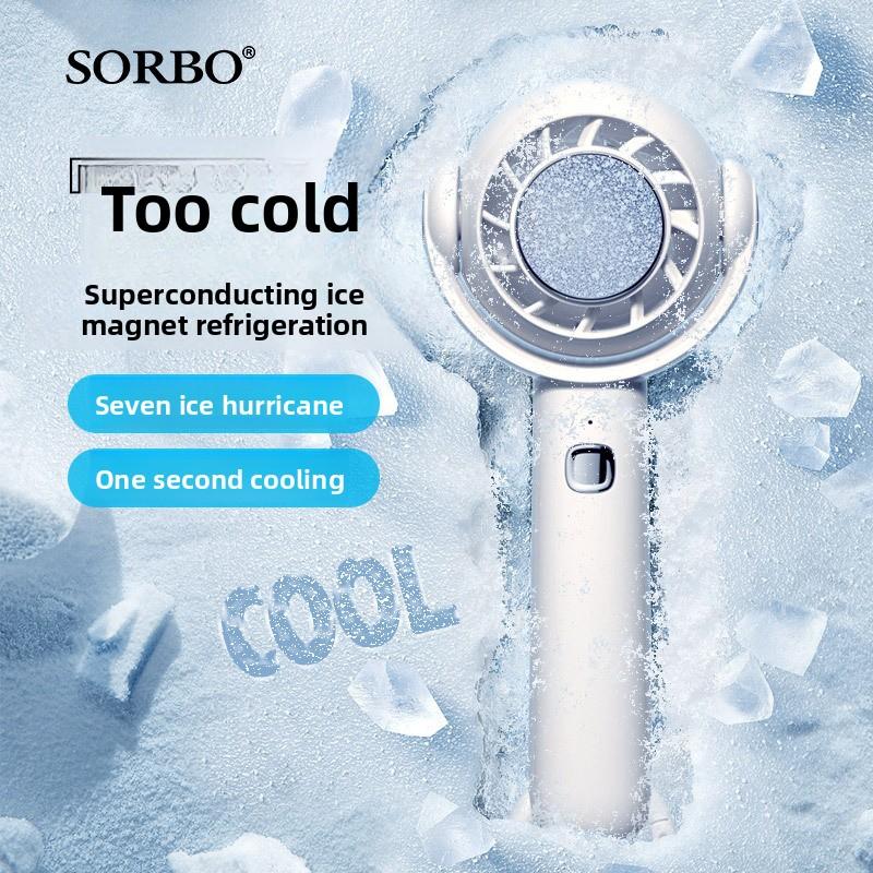 Cross-border New High-speed Handheld Small Plastic Fan Turbo Fan Portable USB Charging Brushless Motor Ice Cooling Neck-Hanging