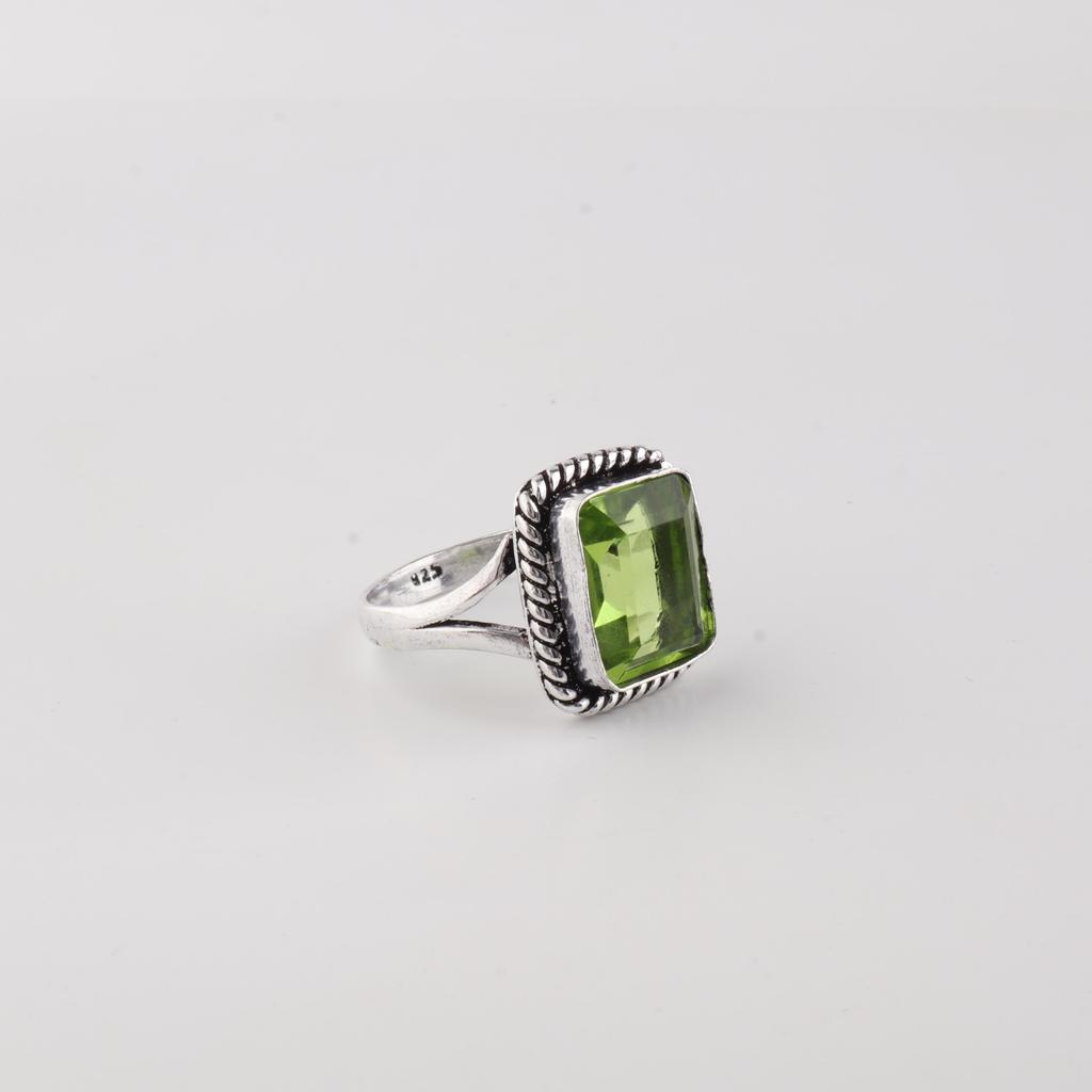 Natural Peridot Gemstone 925 Sterling Silver Jewelry Handmade Wedding Ring For Women RR-71-3