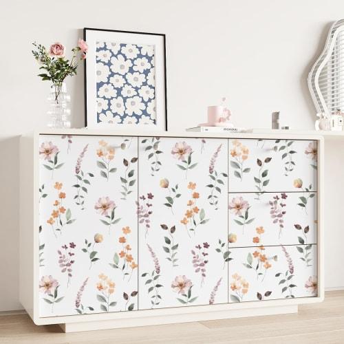 VEELIKE Peelable Wallpaper Stickers, Nordic Floral Pattern, Waterproof/Heat-Resistant, Suitable for Rentals, 44.5 x 300cm, Stylish DIY Wallpaper for K