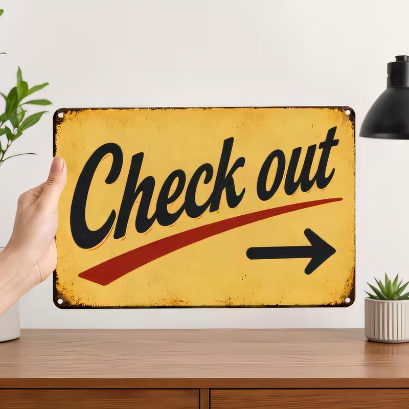 Tin Sign Check Out Vintage Retro Road Metal Plaque Wall Decor for Garage Bar Cafe Home Office Rustic Distressed Look Warning Po