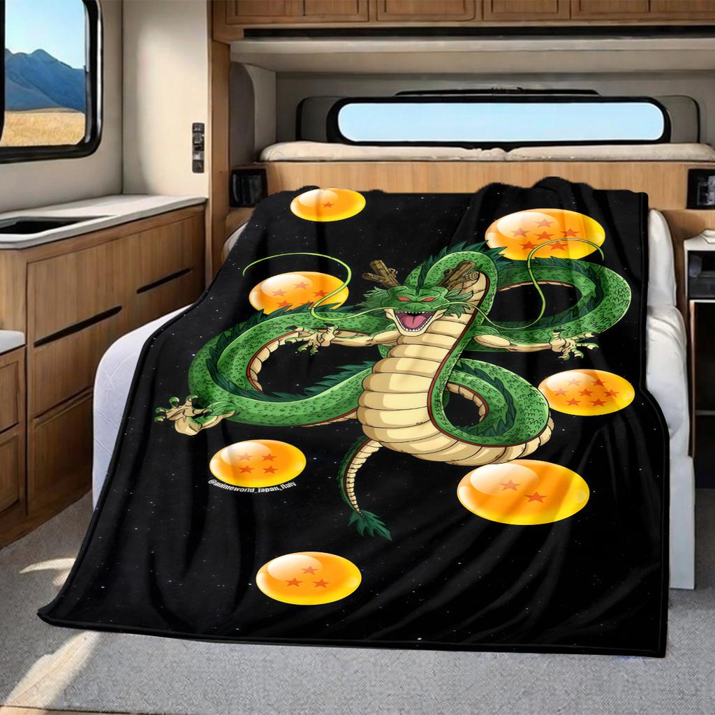 1PC Shenron  Print Flannel Blanket, High quality All Seasons, Home Decor, Warmth and Comfort, Perfect for Christmas Gifts