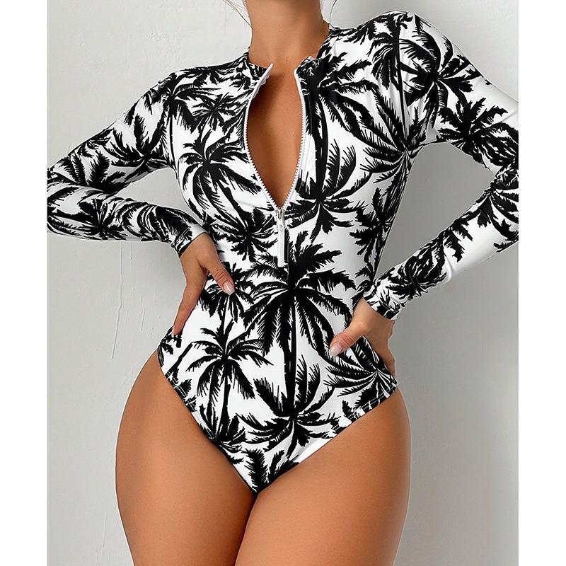 Bikini da Donna Pezzo Unico Zip Conservativo Sexy Vita Alta Costume da Bagno Costumi da Bagno da Spiaggia Estivi Femminili