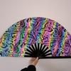 33cm Reflective Fan 13-inch Kung Fu Fan Rainbow Reflective Fabric Fan Large Bamboo-framed Fan
