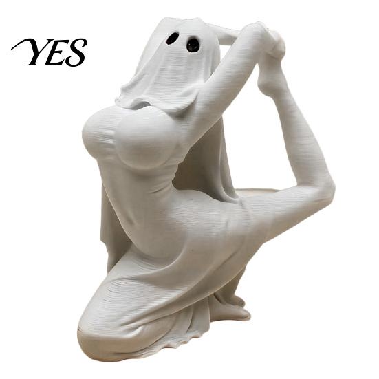 Aesthetic Ghost Woman Sculpture 3D Printed Yoga Girl Figurine, Mini Desktop Ornament, Compact Ornament with Stable Base, Unique Creative Gift белый