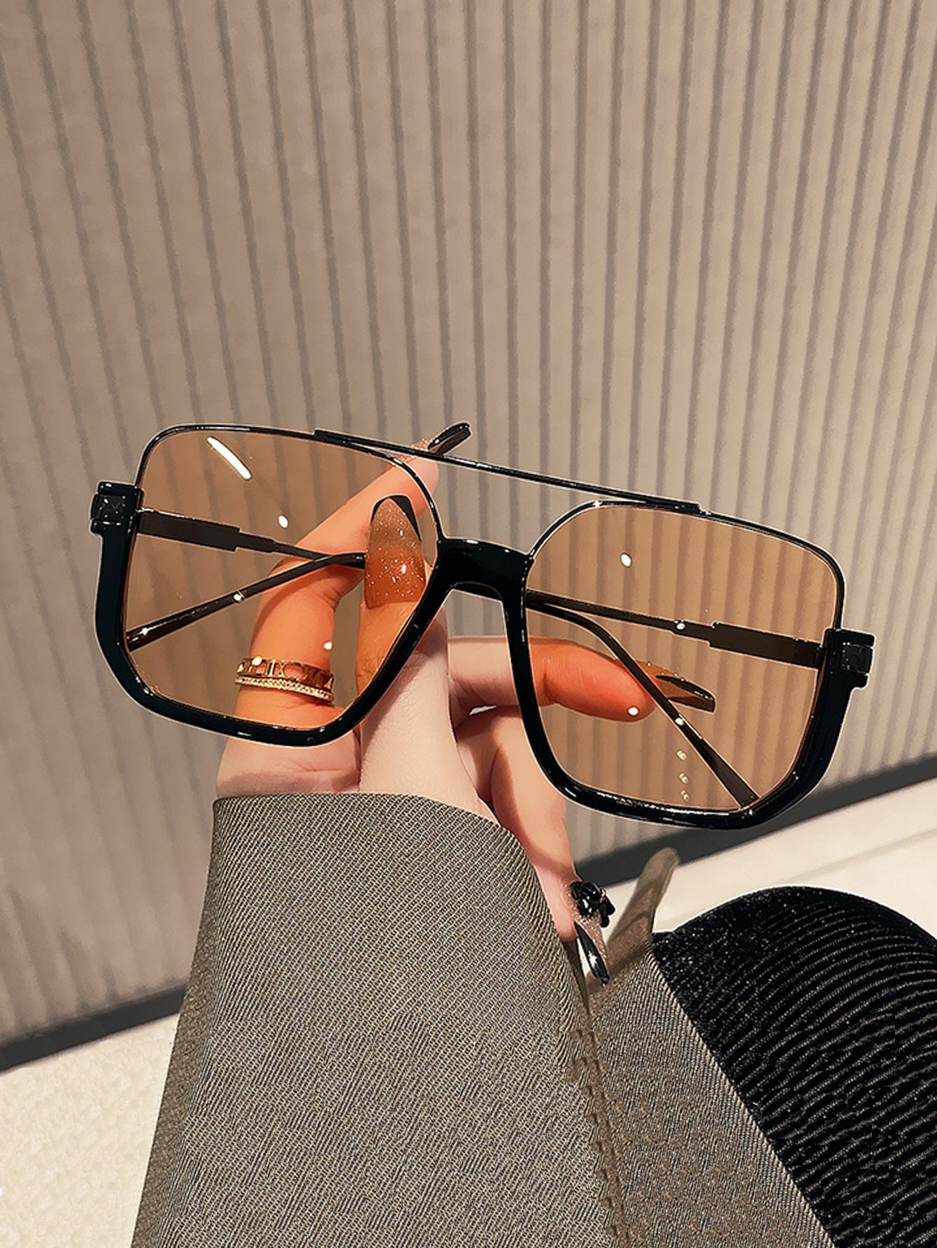 

Universal Men Women Retro European Double Bridge Pilot Frame Fashion Glasses Suitable for Driving Daily Wear оранжевый