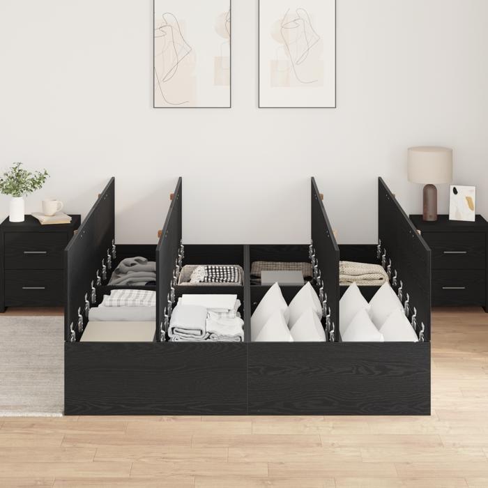 Cadre de lit de rangement vidaXL en chêne noir 150x200 cm 3335382