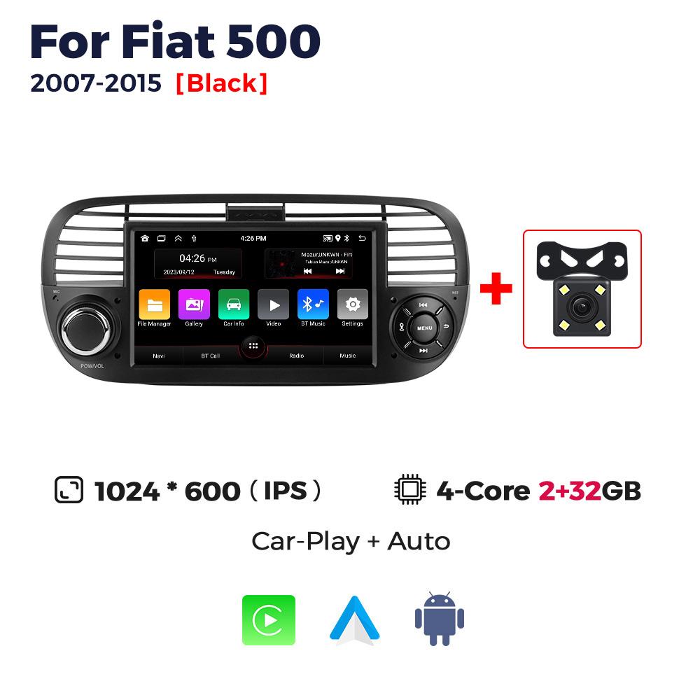 Radio auto NaviFly IPS Android Auto Carplay pentru FIAT 500 Abarth 2007-2015 Player Multimedia Sisteme inteligente de navigare GPS BT