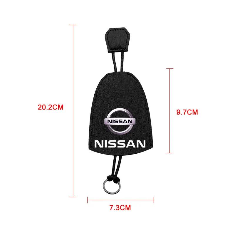 Car Key Holder New Leather Keychain Pouch For Nissan Qashqai Tiida Kicks Versa Leaf Sentra Altima X-trail Auto Accessories