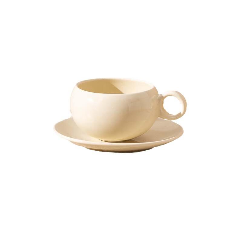 Set Tazza da Latte e Tè in Ceramica Monocolore Shangqi con Piattino