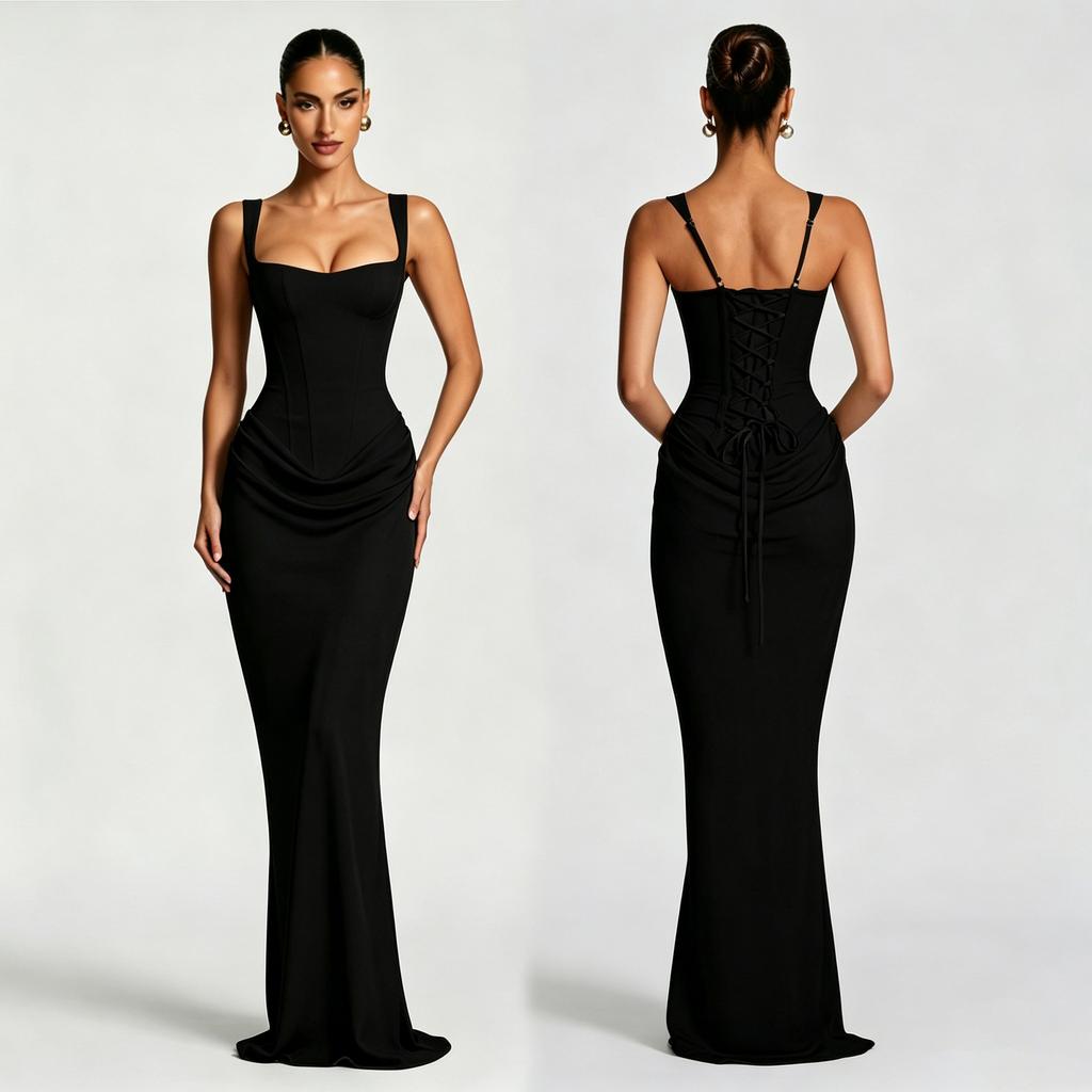 Women's Slim Fit Fishtail Dress Adjustable Straps Light Luxury Dinner Wedding Party Dress Dress