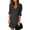 Women's Fashion Deep V-Neck Sexy Color Peplum Casual Dresses