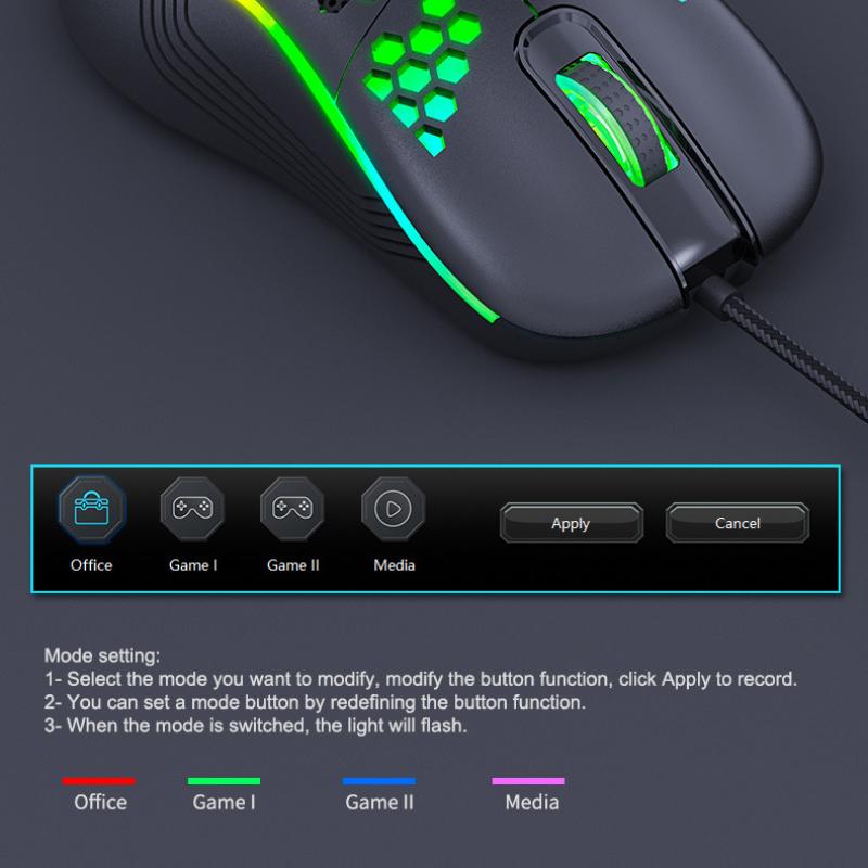 USB Wired Gaming Mouse Mechanical Mice USB Luminous Light Mouse 7200DPI Adjustable Optical Gamer Mouse for PC Computer Game