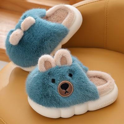 Kid Home Slippers Winter New Cartoon Child Cotton Shoes Warm Plush Slippers Animal Fur Shoe Cute Girl Shoe Little Bear Kid Shoes