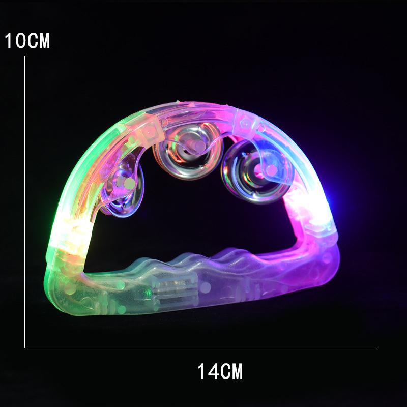 Bright Led Light Up Sensory Toy Flashing Tambourine Musical Instrument Shaking Party Atmosphere Child Toys Random Color