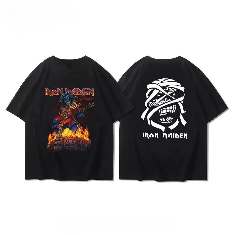 Band Around Short Sleeve T-shirt Male European High Street American Heavy Metal Rock Half Sleeve Ins Y2k Hot Sell New Brand